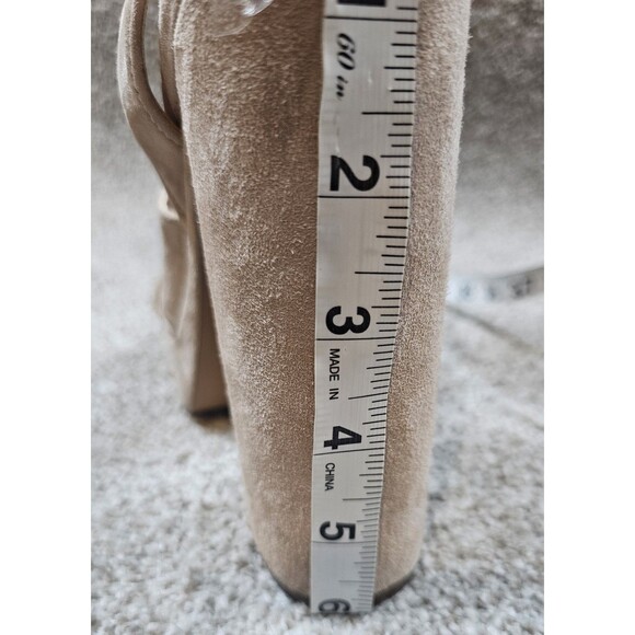 Steve Madden Jodi Platform High Heels Women Size 9 Suede Ankle Strap Beige Block - Picture 8 of 12